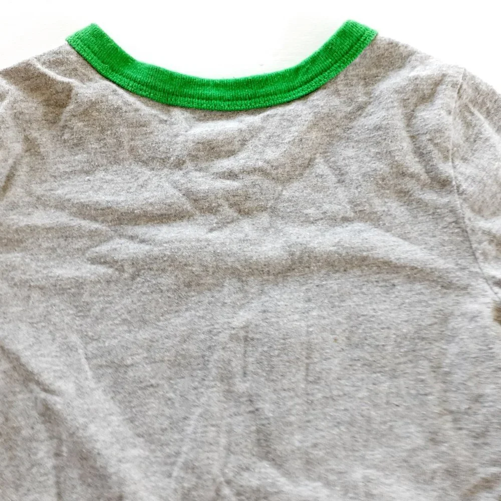 Old Navy Boys T-Shirt Gray Green Ringer Number 5 Short Sleeve 4T